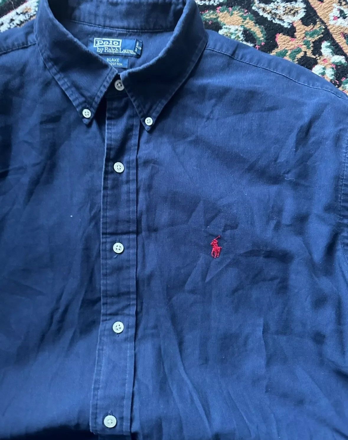 Polo Ralph Lauren × Vintage Vintage Polo Ralph Lauren Velvet Blue Shirt Size XL Size US XL / EU 56 / 4 - 2 Thumbnail