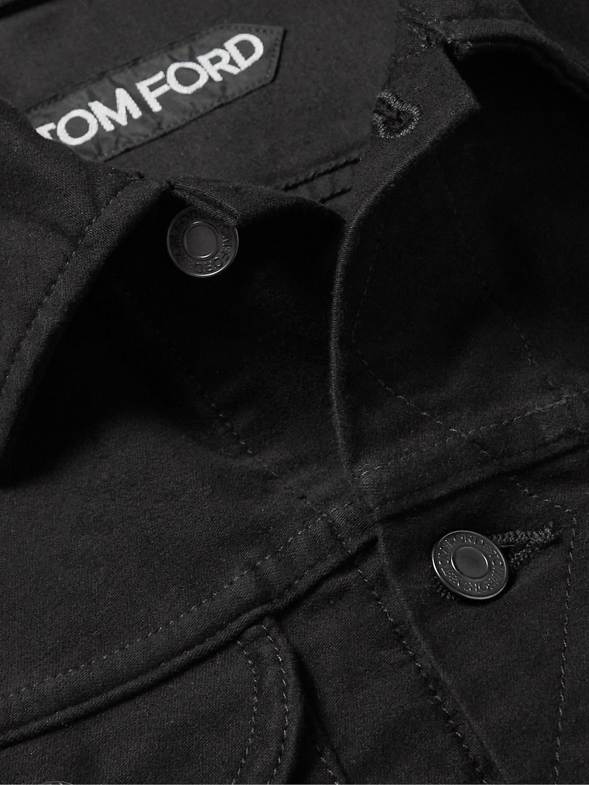 Tom Ford o1loc1c1225 Leather Trimmed Cotton Moleskin Jacket in Black Size US M / EU 48-50 / 2 - 5 Thumbnail