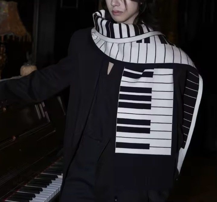 Other Japanese Style Piano Black White Warm Scarf Size ONE SIZE - 2 Thumbnail