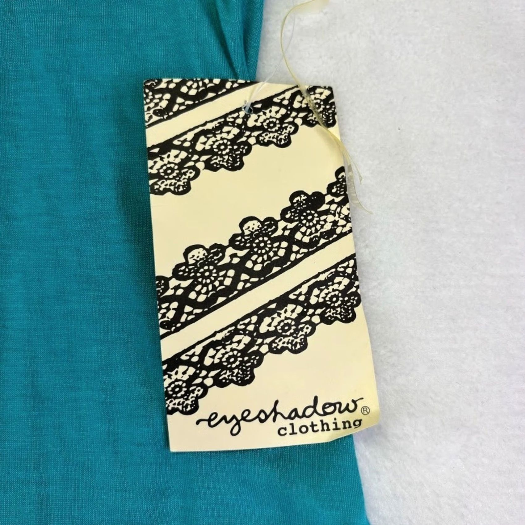 Vintage Eyeshadow Ruched Racerback Embroidered Tunic Turquoise Blue Size XL Tank Cami Womens V-Neckline Sleeveless Casual 100% Rayon Size XL / US 12-14 / IT 48-50 - 7 Thumbnail