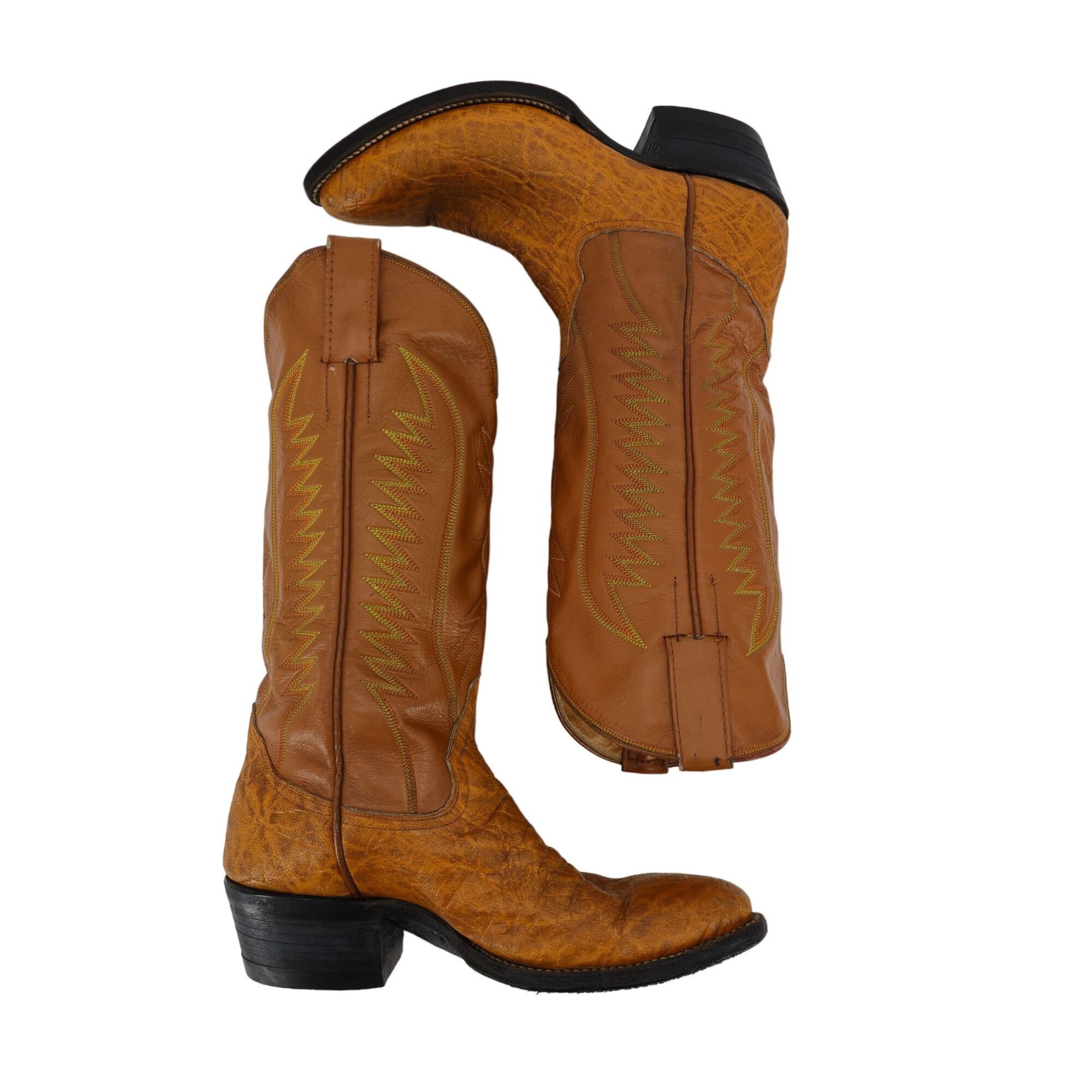 Other Vintage Exotic Hide Mens 6.5D Orange - Brown Leather Boots Size US 6.5 / EU 39-40 - 10 Thumbnail