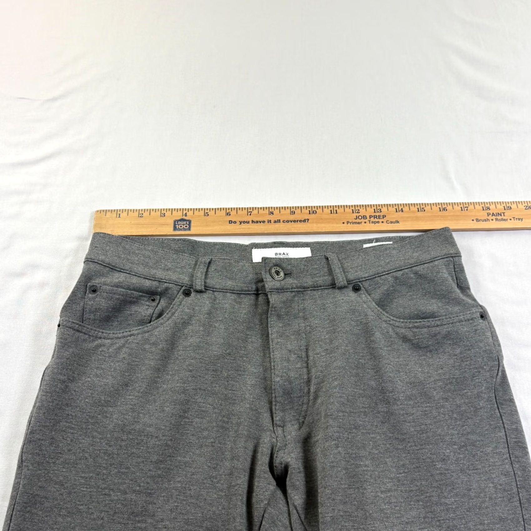 BRAX Brax Pants Mens 33x26 Gray Chuck Chino Stretch Viscose Casual Preppy Regular Straight Front Flat Front Inseam 26in Mens Size US 33 - 6 Thumbnail