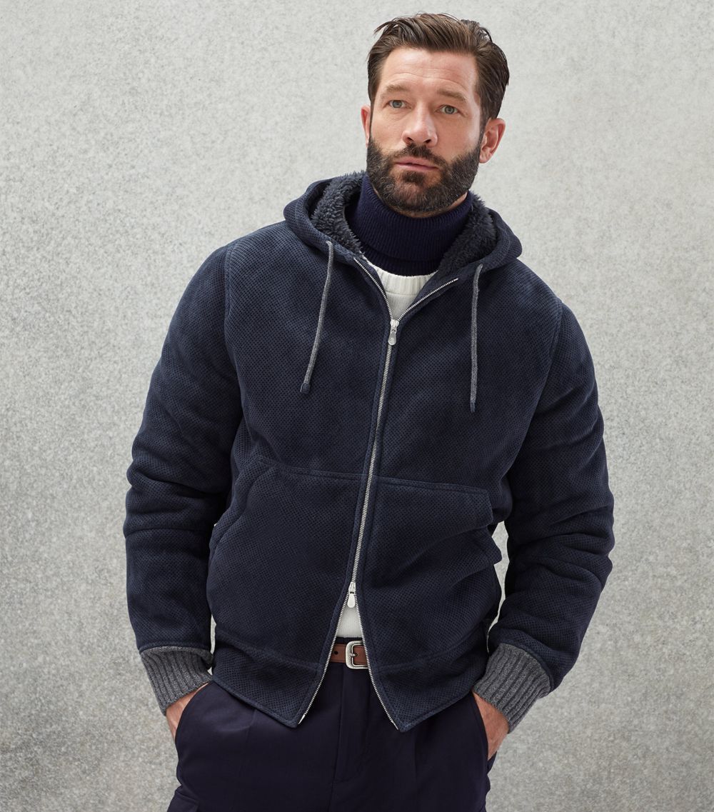 Brunello Cucinelli o1w1db10924 Fur Sweatshirt in Dark Blue Size US XXL / EU 58 / 5 - 4 Thumbnail