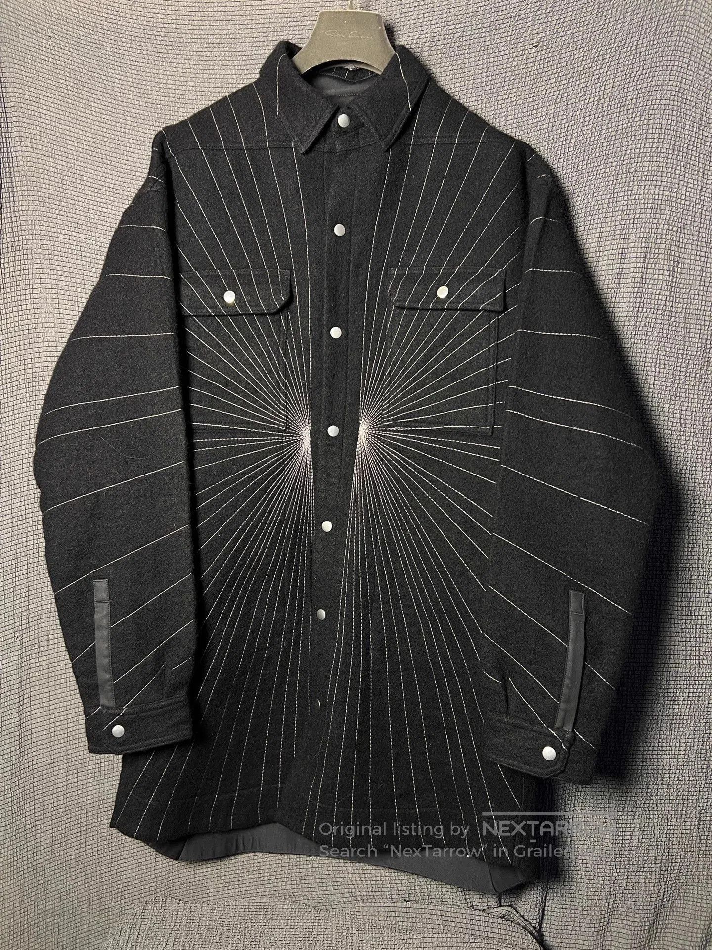 Rick Owens Black Sunburst Stripe Button-Up Shirt. Size US S / EU 44-46 / 1 - 1 Thumbnail