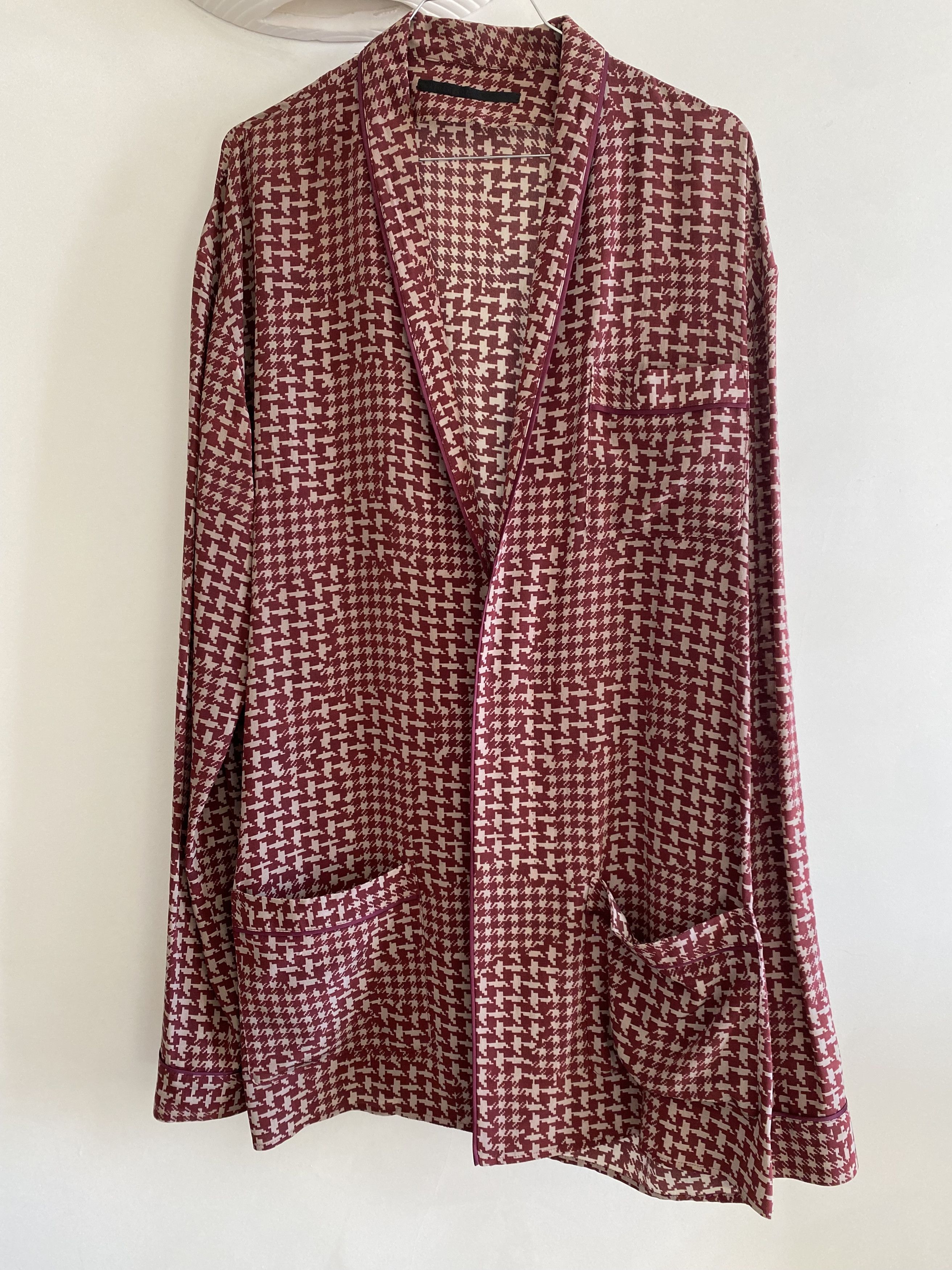 image of Haider Ackermann Silk Pyjama Jacket in Burgundy, Men's (Size Small)