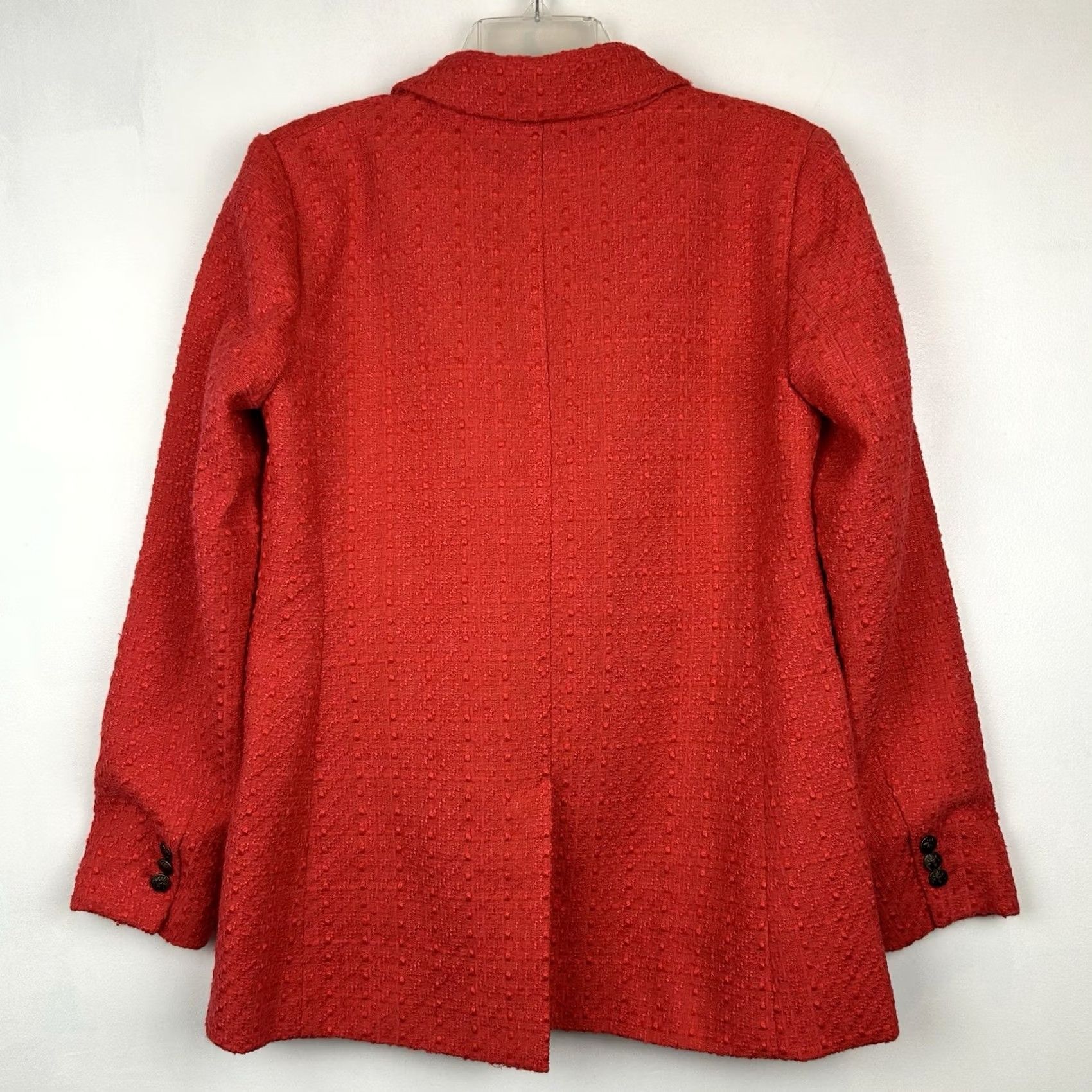 Ann Taylor Ann Taylor Loft Blazer Women 4 Salmon Tweed Preppy Old Money Corpcore Casual Business Button Long Sleeve Collared Lined Pockets Red Elegant Office Size S / US 4 / IT 40 - 2 Thumbnail