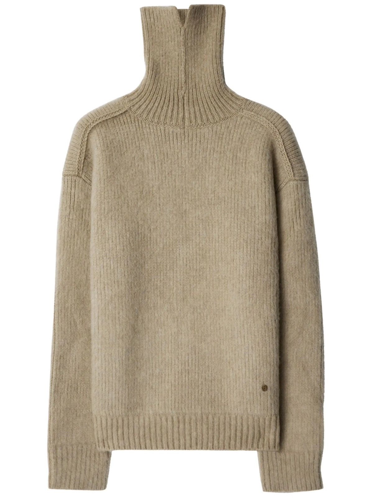 Burberry Beige Logo Plaque Turtleneck Size US M / EU 48-50 / 2 - 6 Thumbnail