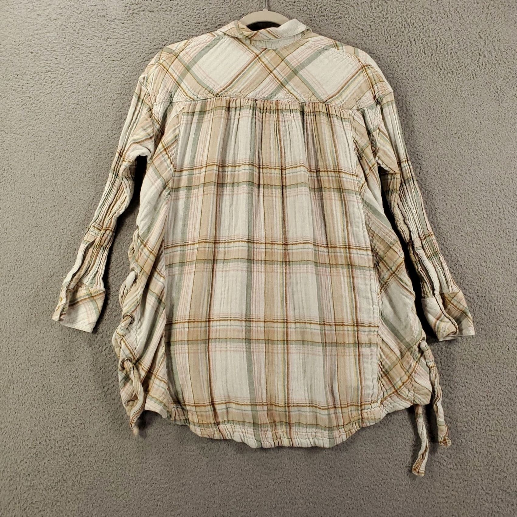 Free People Free People Button-Up Tunic XS Multicolor Plaid Oversized Long Sleeve Casual Ship Everyday Womens Size XS / US 0-2 / IT 36-38 - 7 Thumbnail