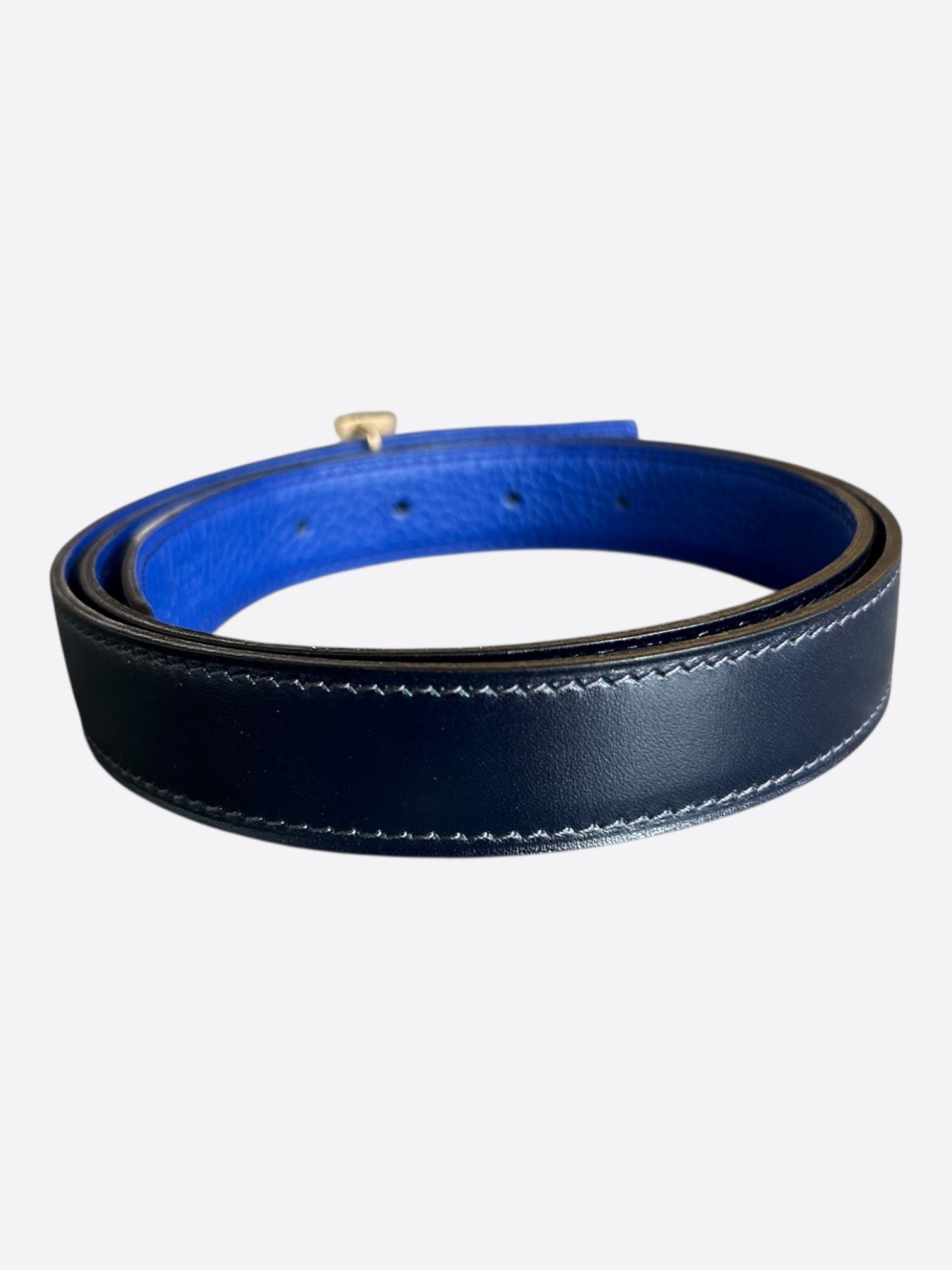Hermes Hermes Navy & Blue Constance Palladium Reversible Belt Size 30 - 2 Thumbnail