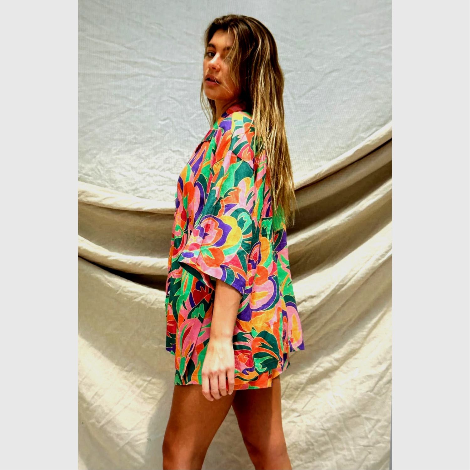 Other Stone Fox Swim Zenni 100% Linen Shirt Stained Glass XS/S Size S / US 4 / IT 40 - 3 Thumbnail