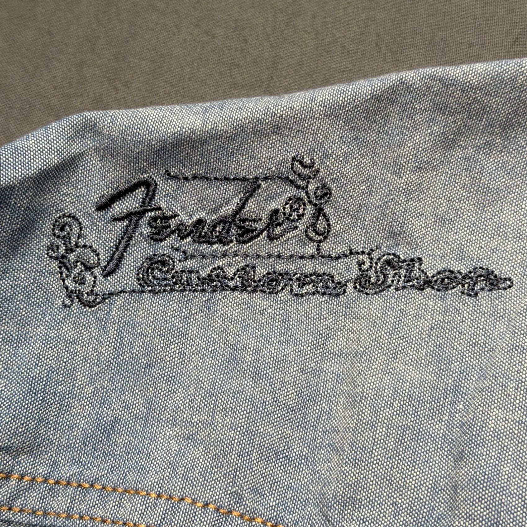 Fender Fender Shirt Mens M Blue Chambray Long Sleeve Snap Button Up Rock & Roll Size US M / EU 48-50 / 2 - 7 Thumbnail