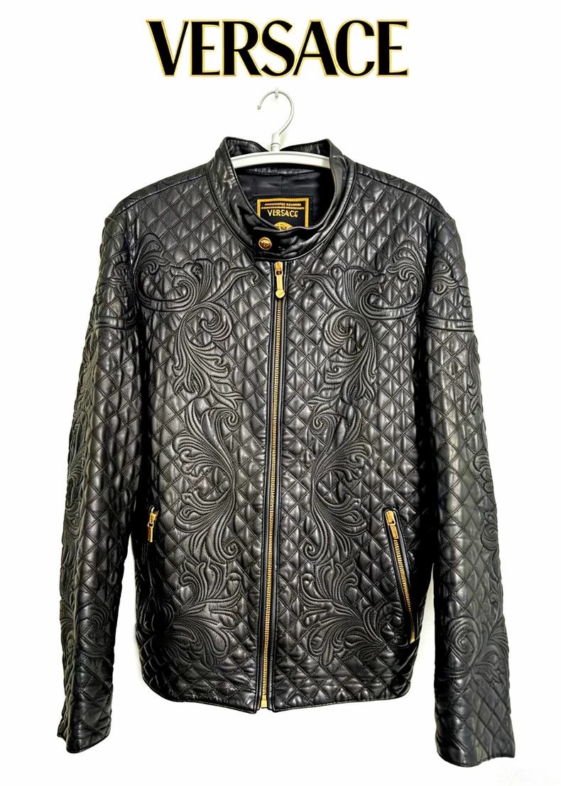 Versace Versace Leather jacket Baroque details vine embroidery she Size US L / EU 52-54 / 3 - 1 Thumbnail