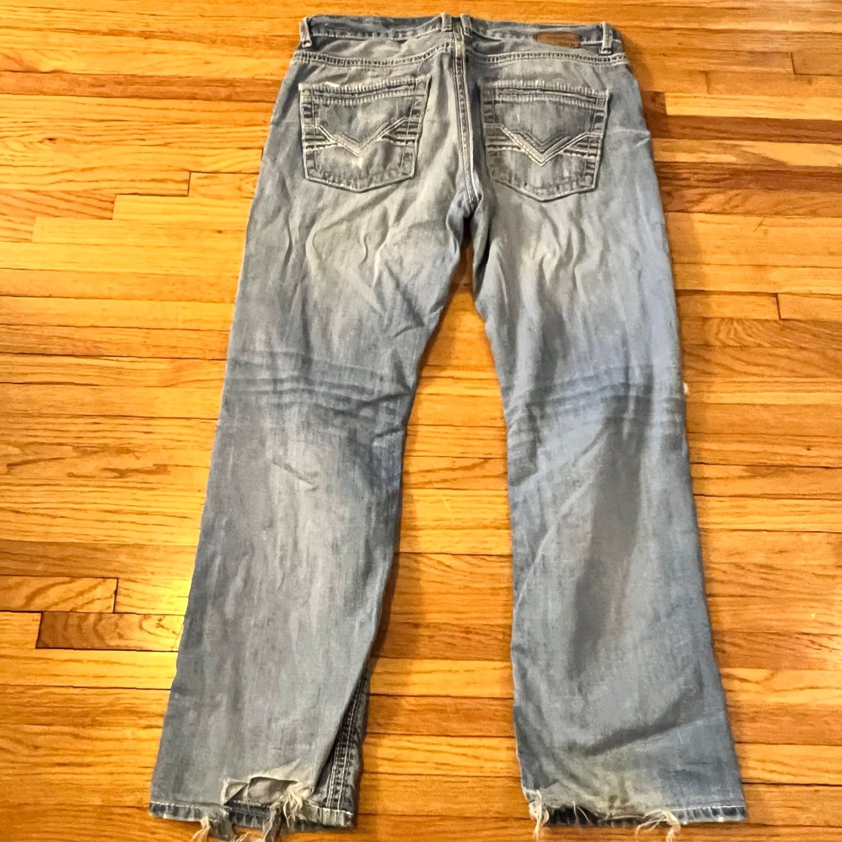 Silver Jeans Co. Silver Jeans Co. Jake Straight Distressed Thick Stitch Pants Mens 34 Regular Blue 30in Inseam Size US 34 / EU 50 - 3 Thumbnail
