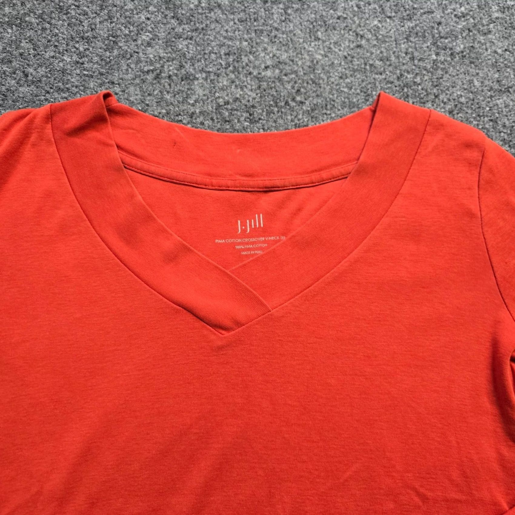 J. Jill J Jill Top Women M Orange Pima Crossover V Neck Stretch Basic Casual Capsul Shirt Vintage No Size M / US 6-8 / IT 42-44 - 2 Thumbnail