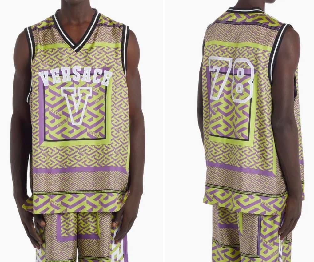 Versace Versace Silk Green/Purple Greca Stiched Jersey Size US XL / EU 56 / 4 - 5 Thumbnail