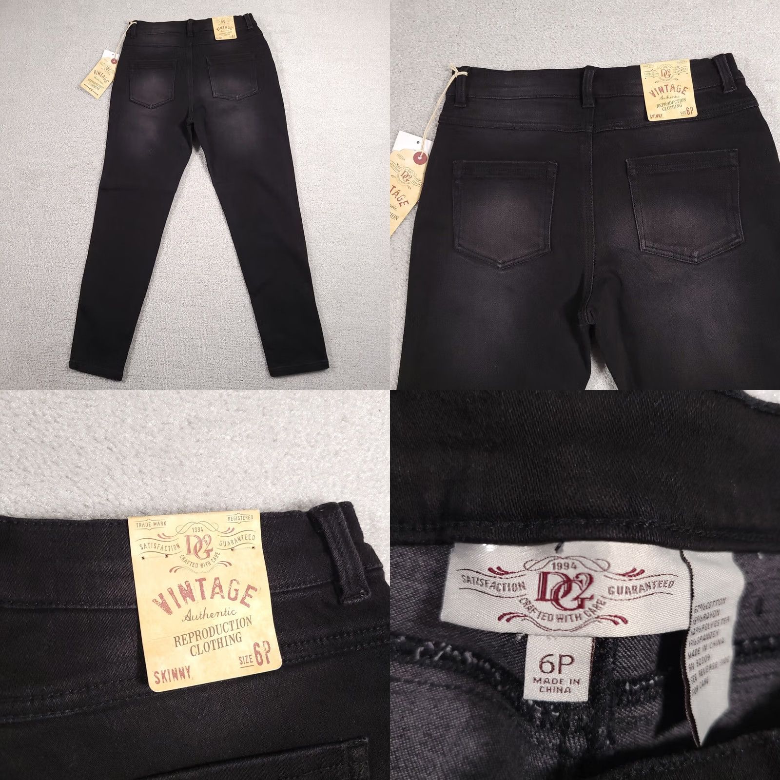 Vintage DG2 by Diane Gilman Jeans Women's 6P Black Western Vintage Skinny Distressed Jeans Size 28" / US 6 / IT 42 - 9 Thumbnail