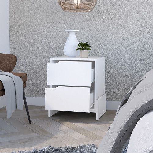 Nightstand Brookland Bedside Table with Double Drawers and
