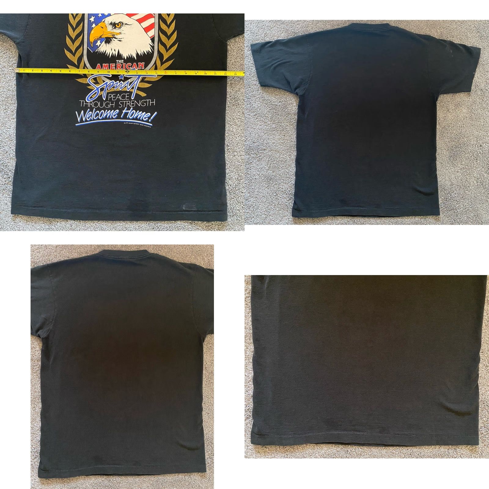 Fruit Of The Loom VINTAGE The American Spirit XL T-Shirt Made in USA Single Stitch Men Black 1991 1990s Patriotic USA Military Army USA Size US XL / EU 56 / 4 - 9 Thumbnail