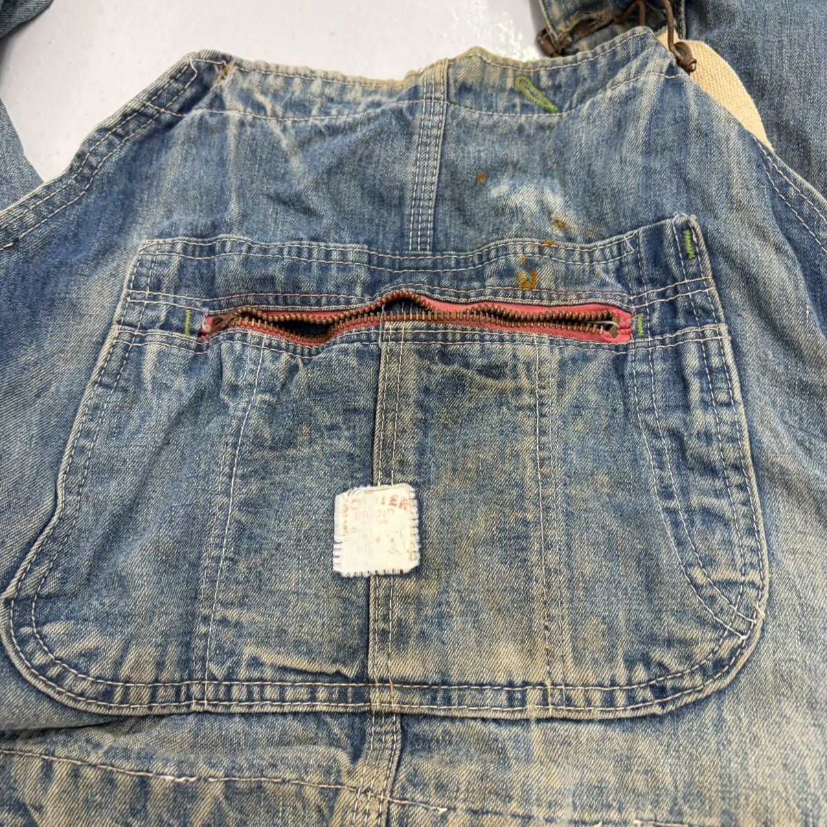 Other Vintage 50s Pointer Brand Distressed Denim Overalls 46x31 Size US 44 / EU 60 - 2 Thumbnail