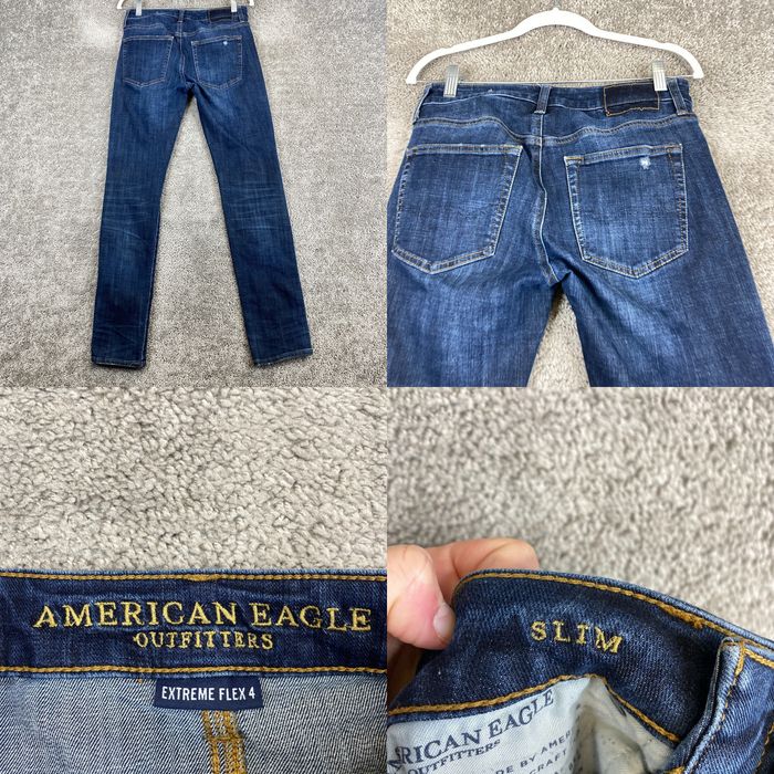 Buy American Eagle Outfitters Blue Distressed Slim Fit Jeans for