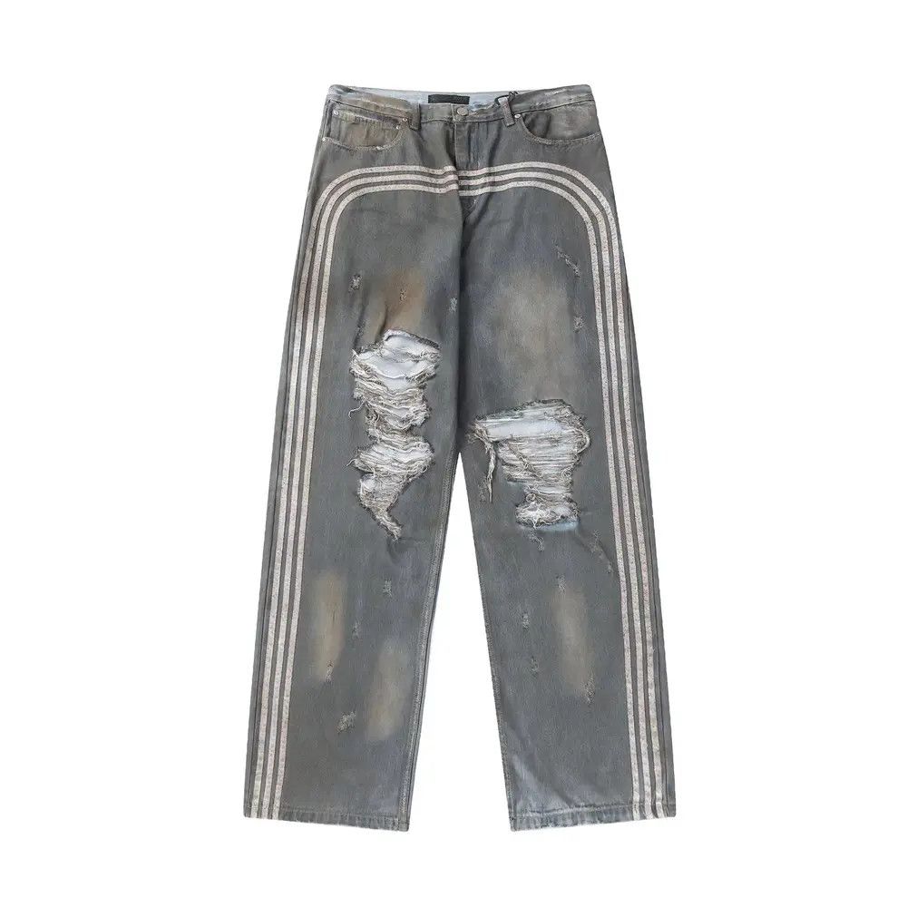 Japanese Brand × Jean Retro hip hop casual street ripped jeans Size US 33 - 3 Thumbnail