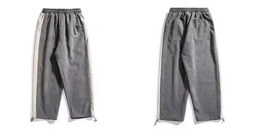 Jean 20AW Indigo Union Japan Grey Pleuche Patchwork Sweatpants Size US 31 - 2 Thumbnail