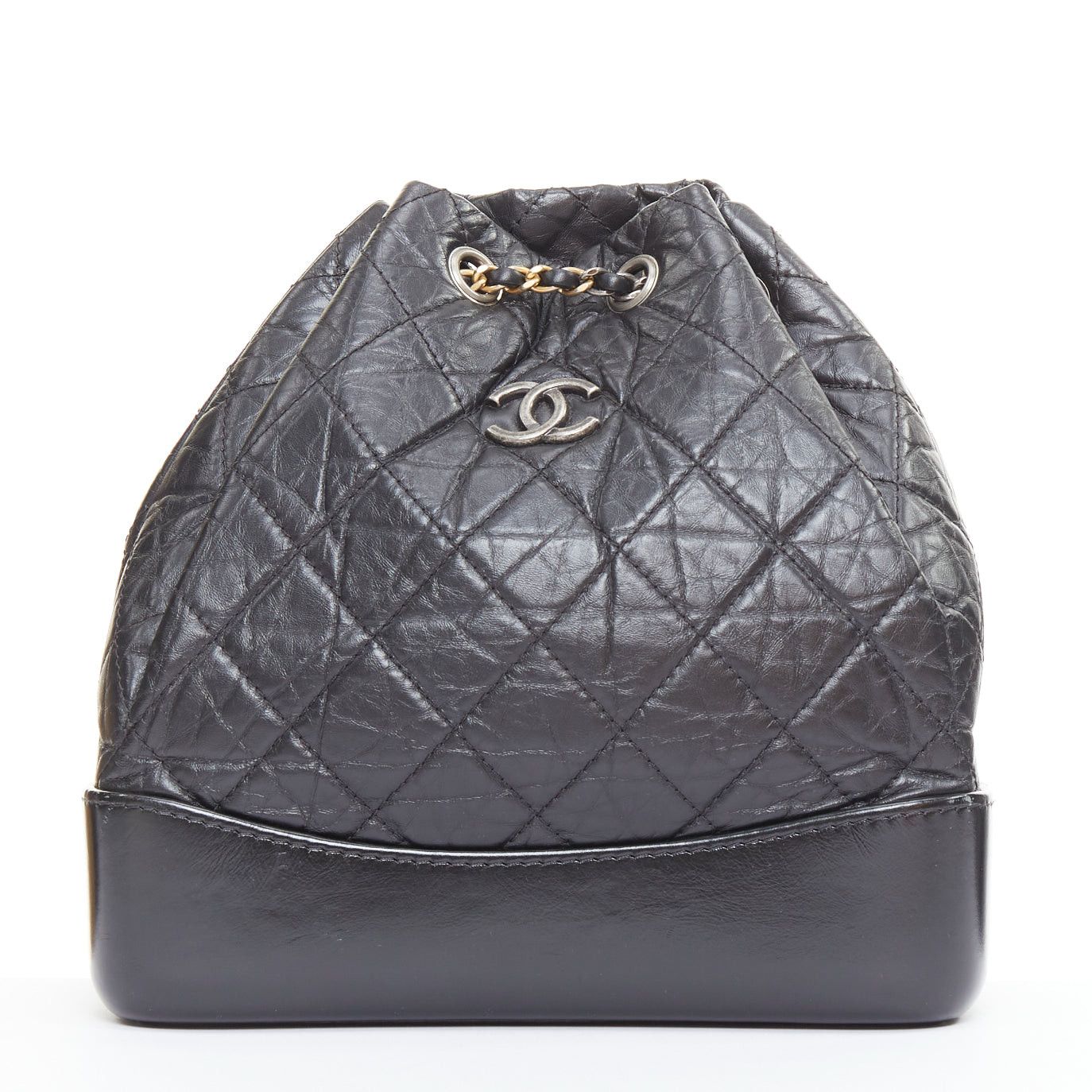 Chanel CHANEL 2017 Gabrielle Small black quilted aged calfskin CC drawstring chain backpack bag Size ONE SIZE - 1 Thumbnail
