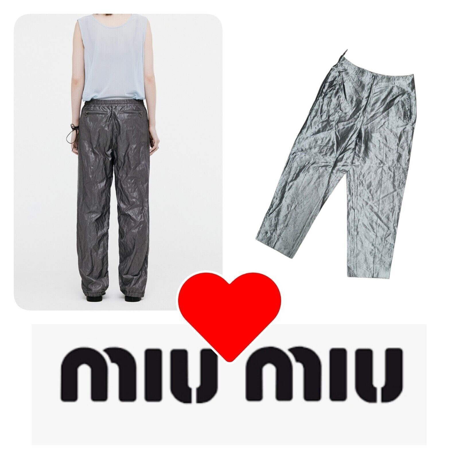 Miu Miu MIU MIU Size EU 46 Silver Dress Pants Women's Acetate Size 32" / US 10 / IT 46 - 1 Thumbnail