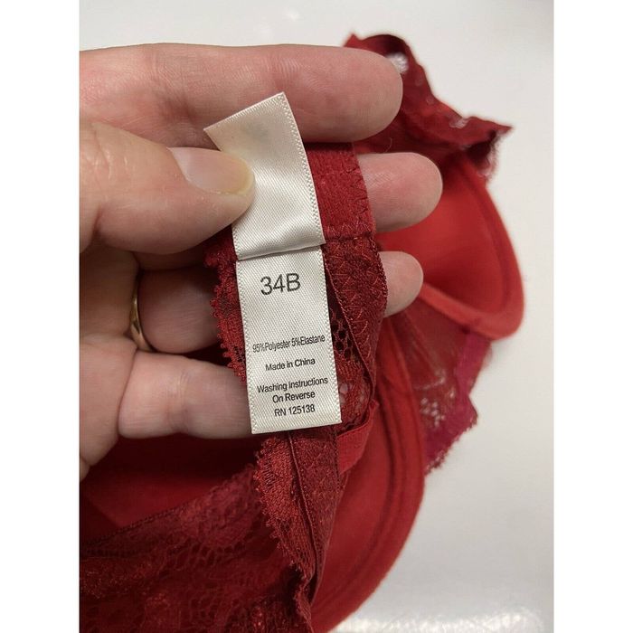 Other Inteco Intimates Womens Bra Sz 34B Red Lace Push Up Padded