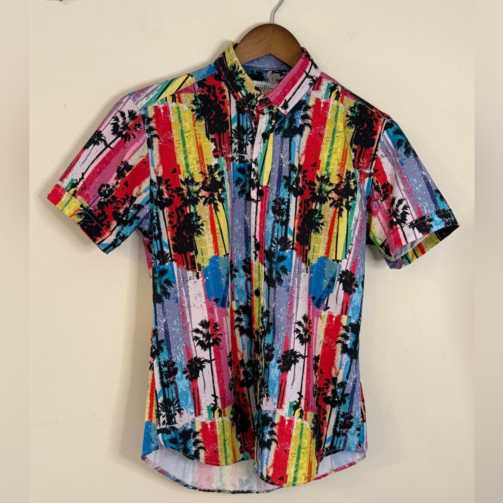 THE GIGI GIGIO Italia tropical palm tree short sleeve shirt 36/SM Size US S / EU 44-46 / 1 - 3 Thumbnail