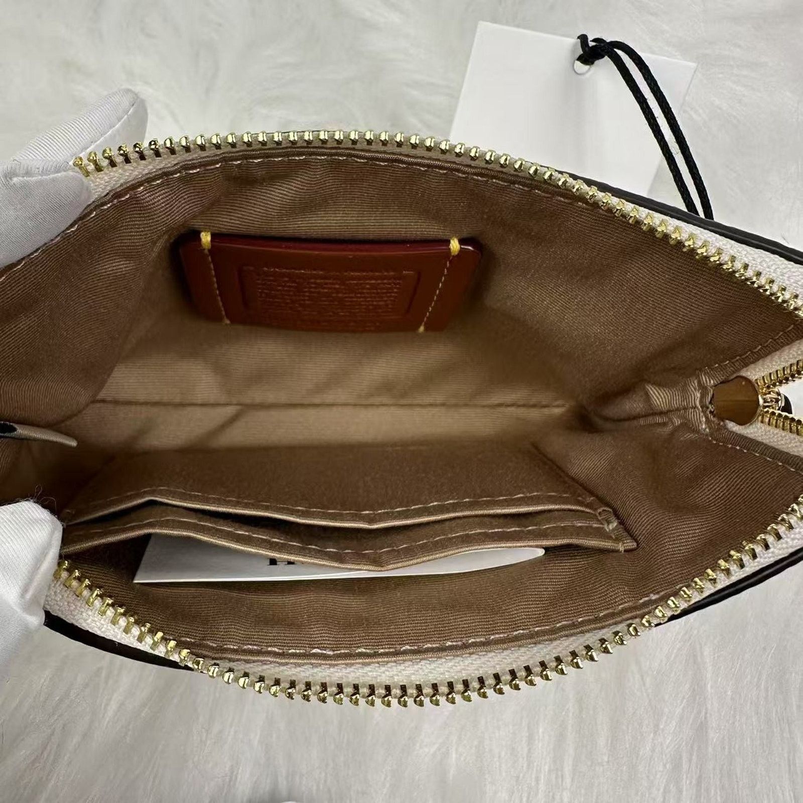 Coach Coach X Peanuts Corner Zip Wristlet In Leather/Gold/Chalk Size ONE SIZE - 4 Thumbnail