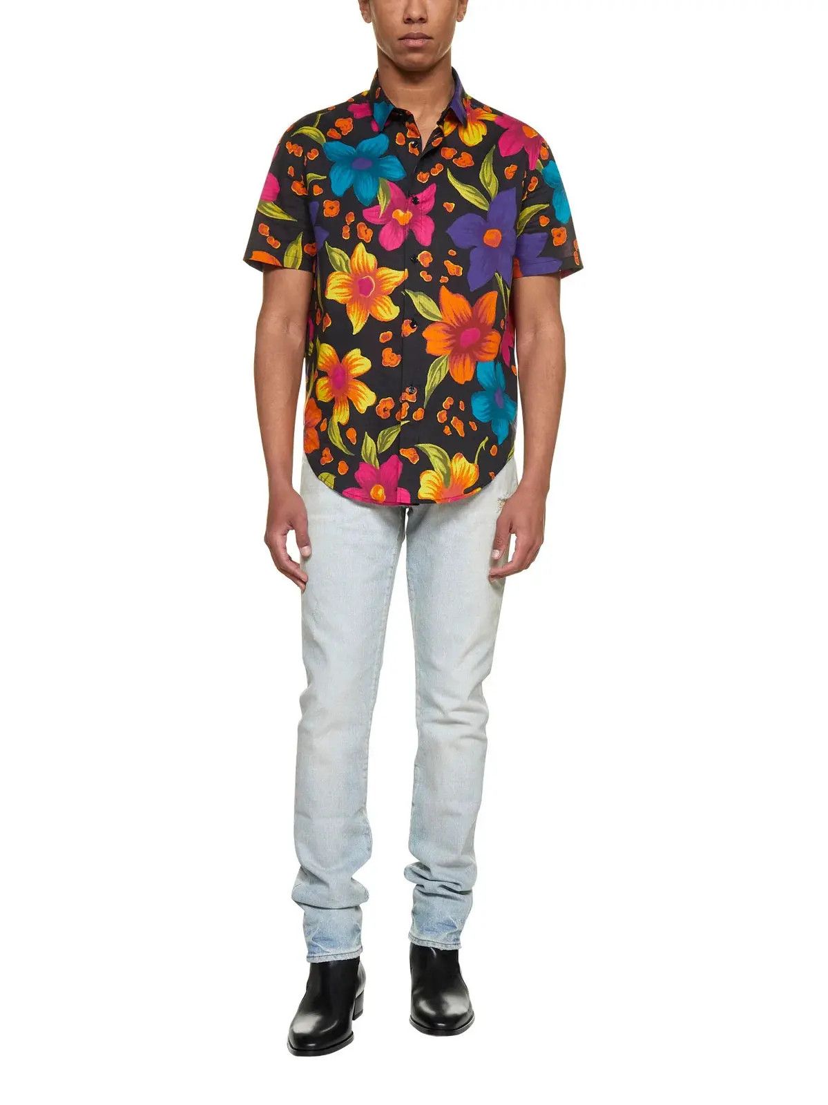 Saint Laurent Paris o1s1wg111224 Floral Cotton Collar Shirt in Multicolor Size US L / EU 52-54 / 3 - 4 Thumbnail