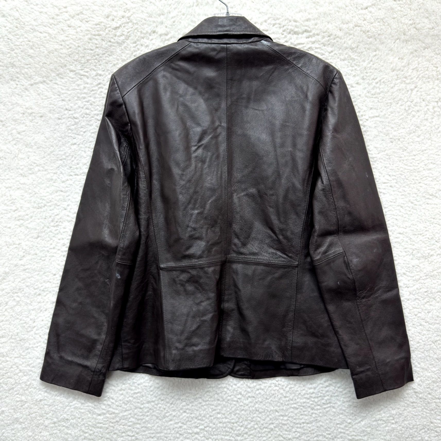 Vintage VINTAGE Y2K Brown Leather Jacket Womens Large XL Button Chic Minimalist Grunge Jacket Size L / US 10 / IT 46 - 2 Thumbnail