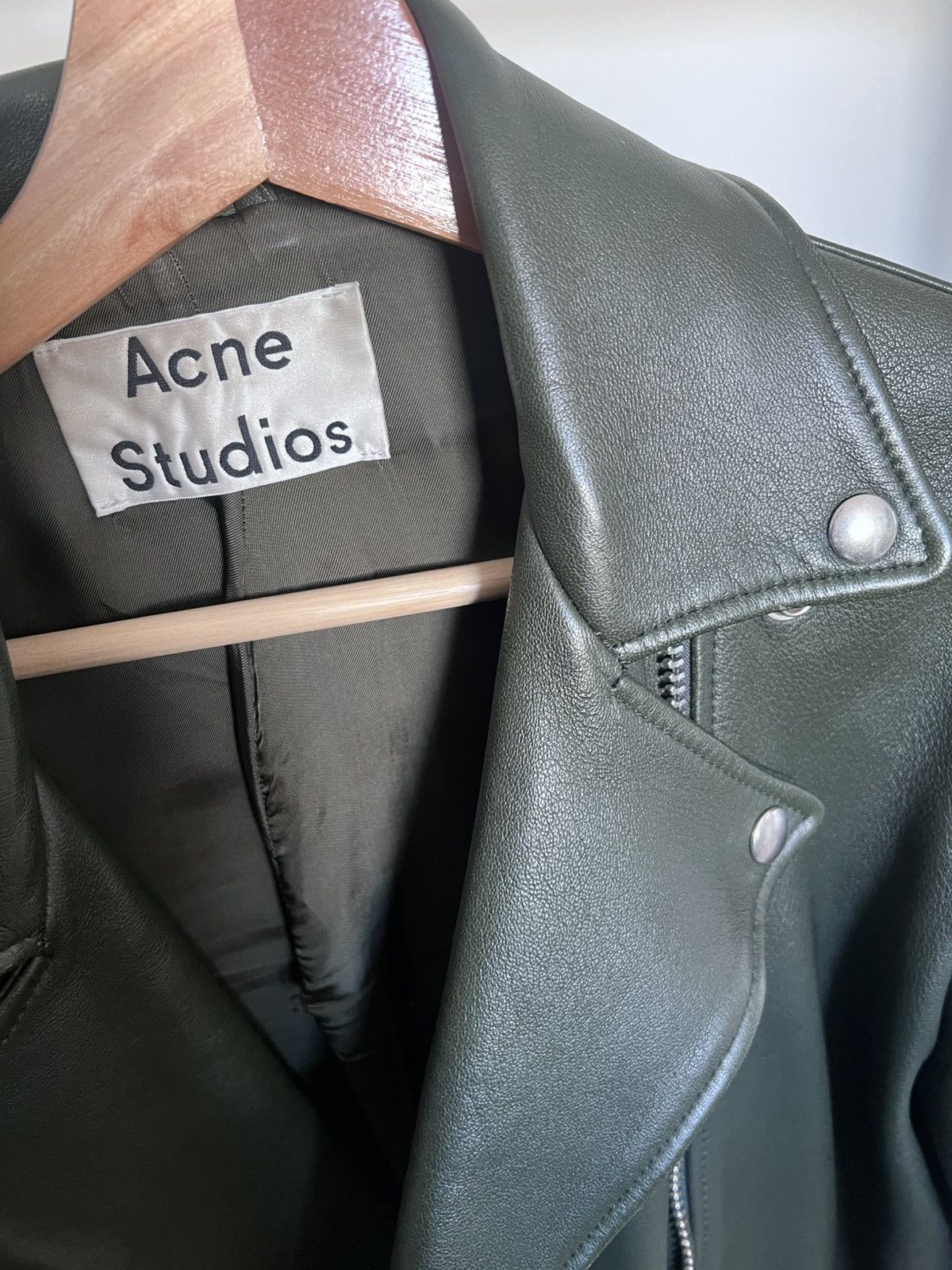 Acne Studios ACNE STUDIOS - Dark Green Moto Biker Jacket Size US S / EU 44-46 / 1 - 8 Thumbnail