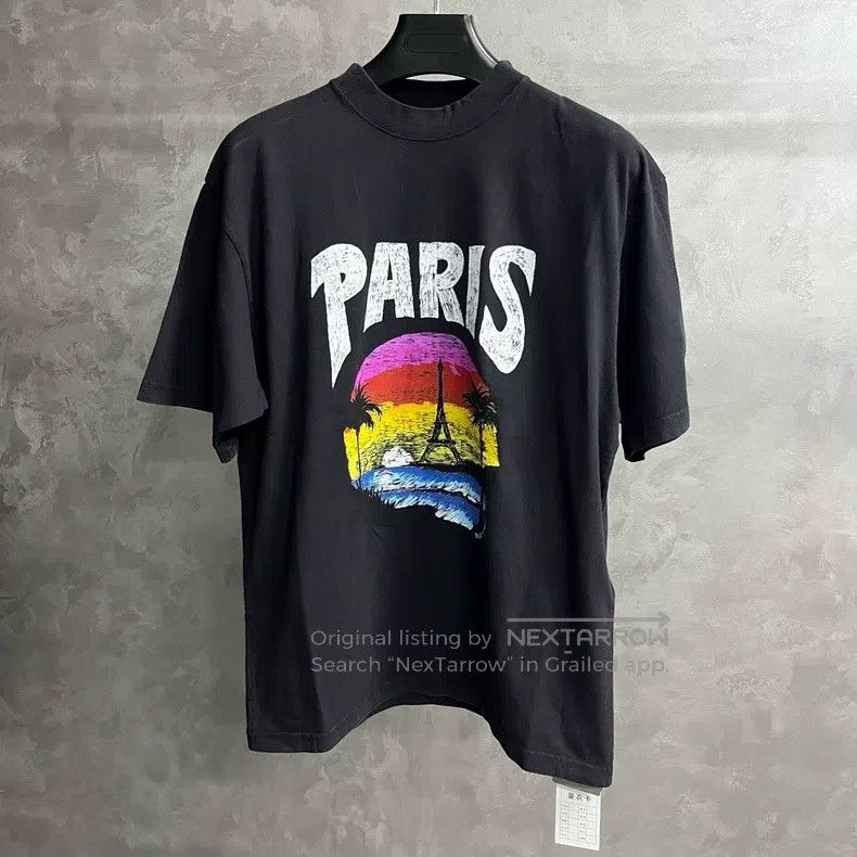 Balenciaga Balenciaga Black Letter Building Print Round Neck Short Sl Size US S / EU 44-46 / 1 - 1 Thumbnail