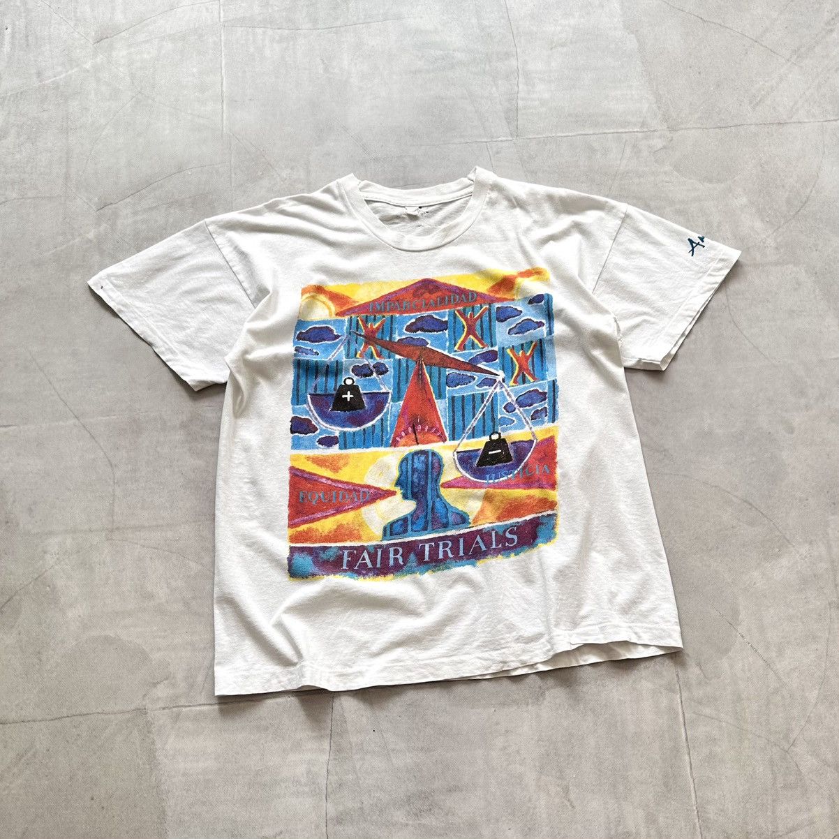 Keith Haring 90s Amnesty International Fair Trials Vintage T Shirt Art Size US XL / EU 56 / 4 - 1 Thumbnail