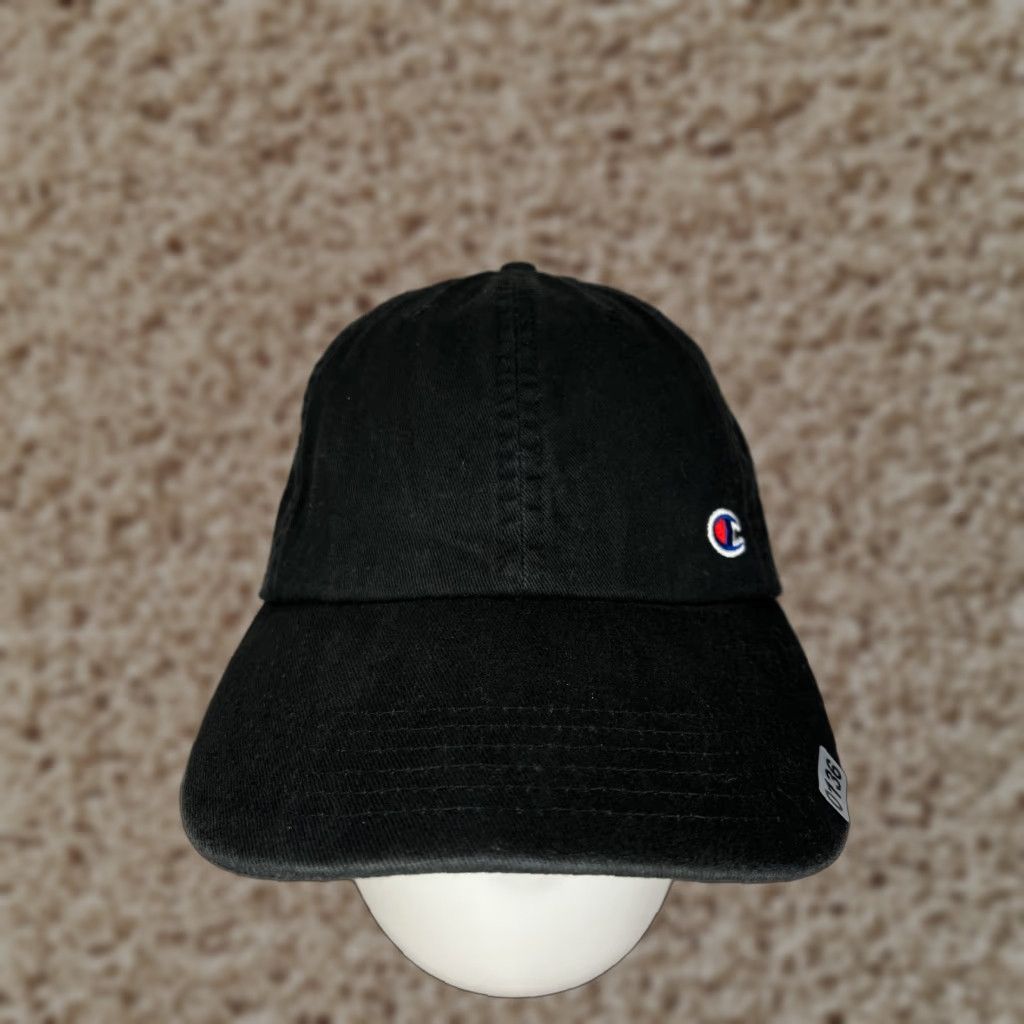 Champion Champion Hat Cap Strap Back Adult One Size Black Embroidered 100% Cotton Golf Hat/Cap Vintage No N/A Size ONE SIZE - 1 Thumbnail