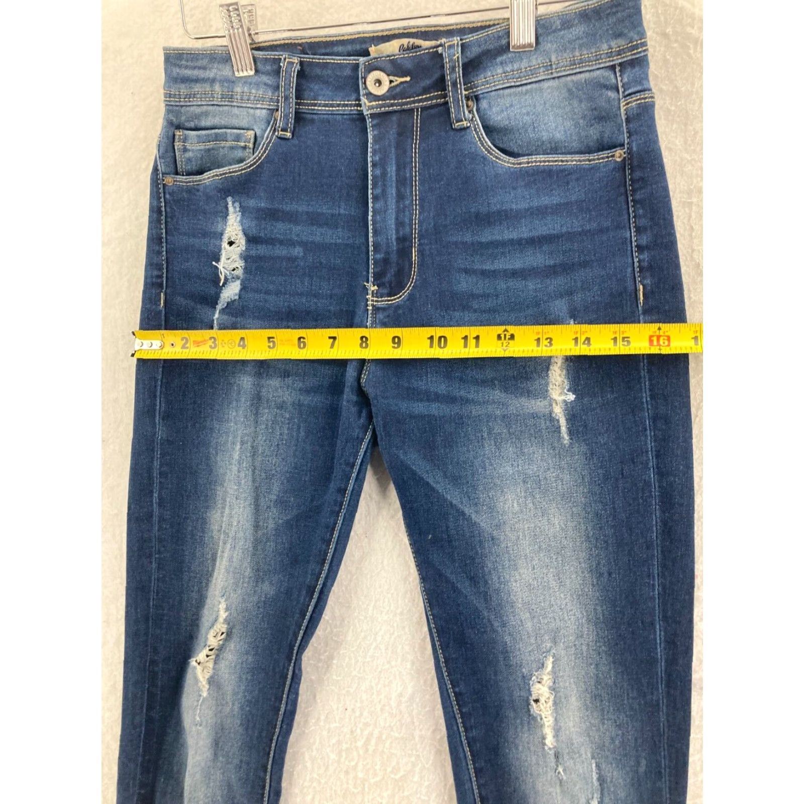 Vintage California Vintage Womens Light Blue Ripped Knee Skinny Jeans Size 27" / US 4 / IT 40 - 3 Thumbnail