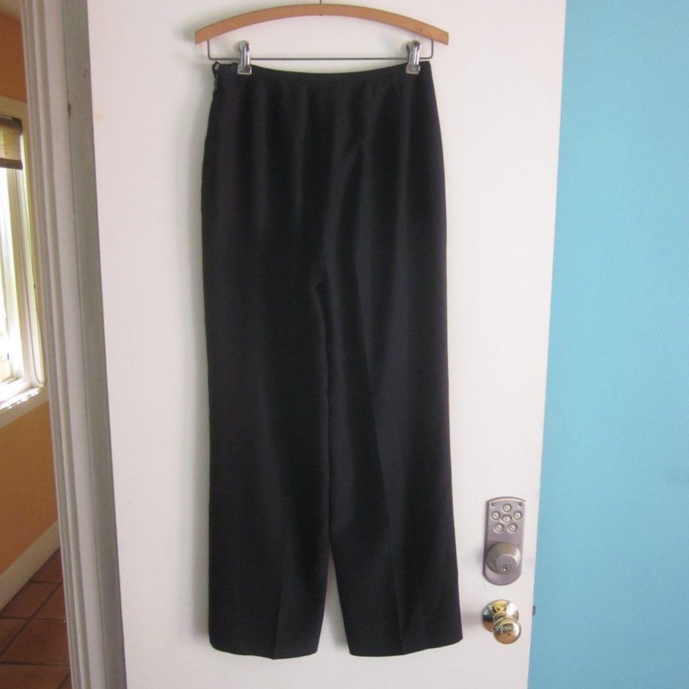Good Worth & Co. Worth Silk Wide Leg Trousers Black/ Very Dark Navy Blue Drap Size 28" / US 6 / IT 42 - 6 Thumbnail