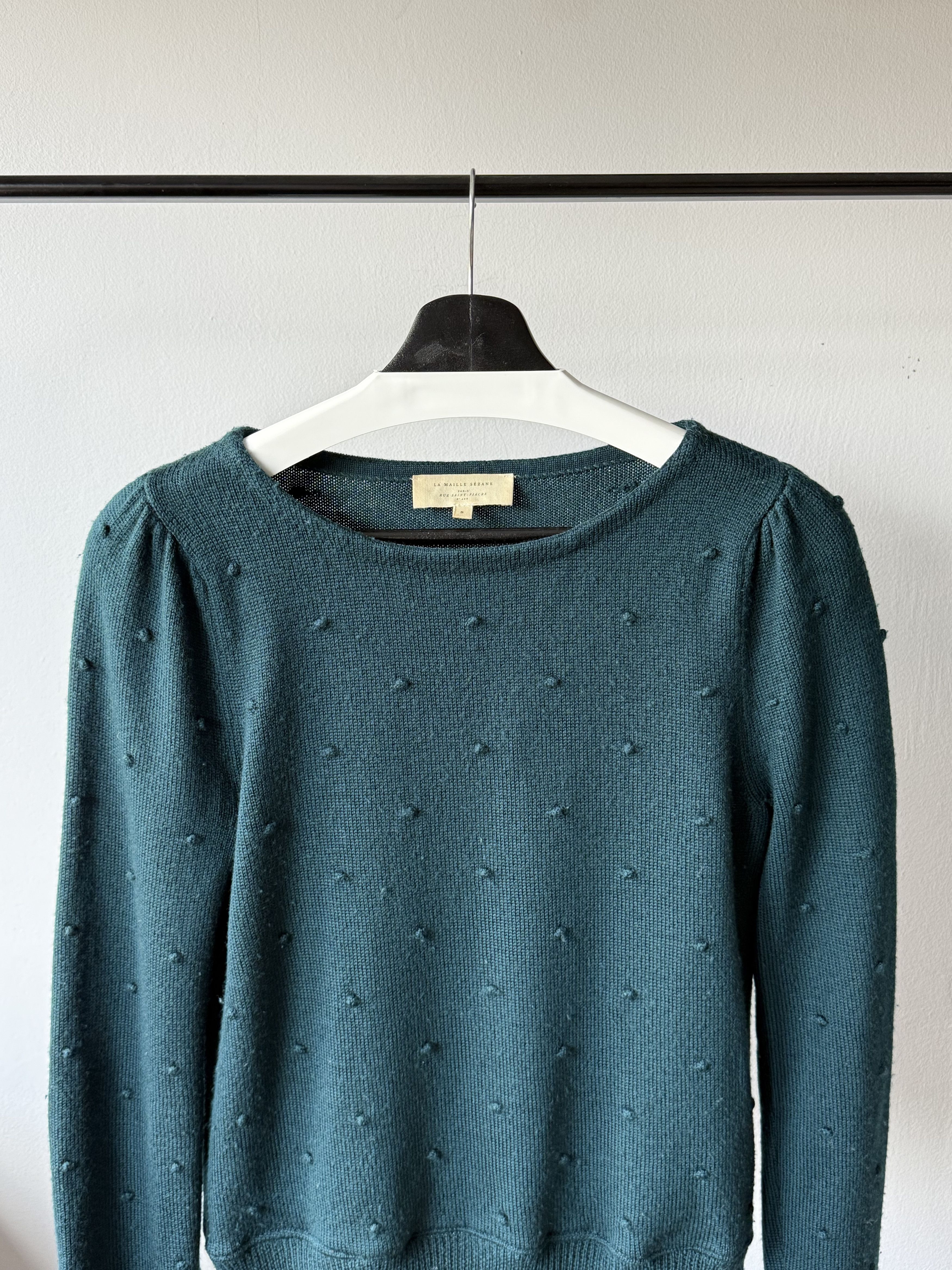 Sezane La Maille Sezane Green Merino Wool Popcorn Knitted Sweater Size S / US 4 / IT 40 - 3 Thumbnail