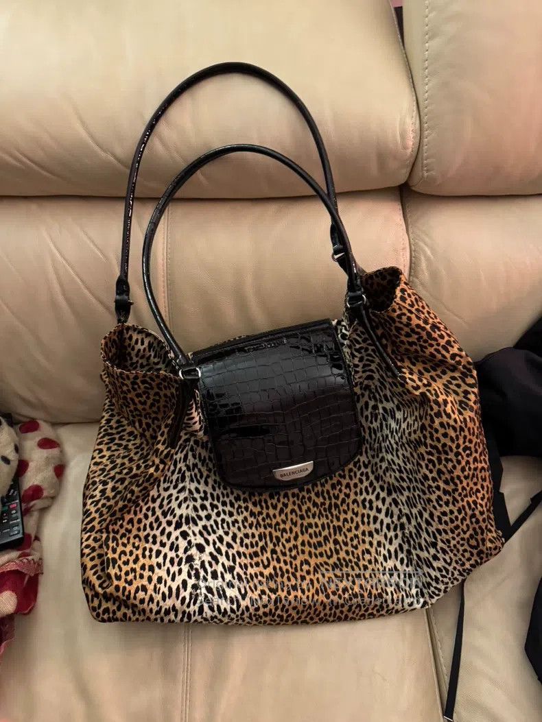 Balenciaga Balenciaga Leopard Print Nylon Pattern Crocodile Leather B Size ONE SIZE - 4 Thumbnail