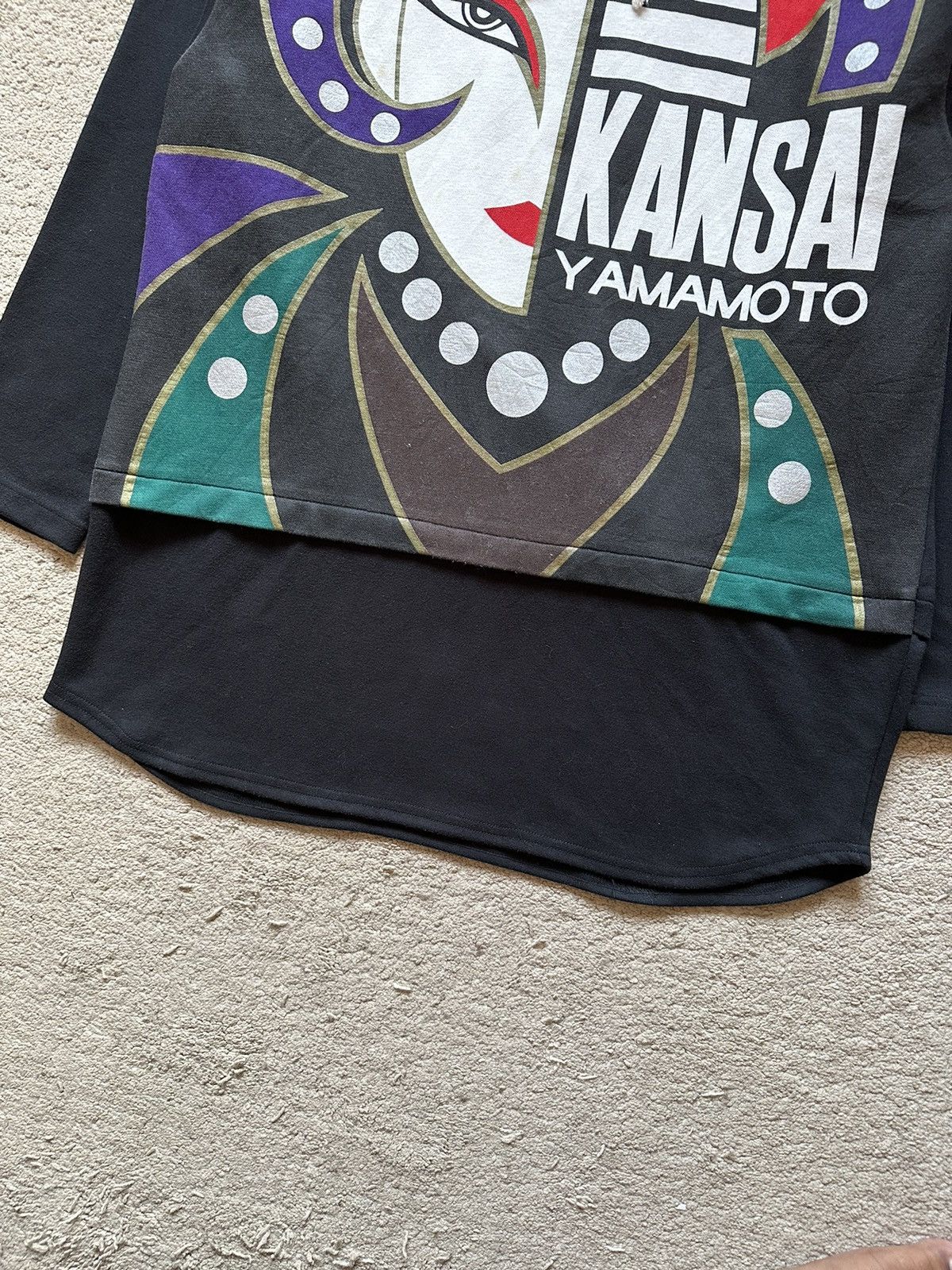 Kansai Yamamoto 1990s Kansai Yamamoto O2 Kabuki Face High Neck Sweatshirt Size US L / EU 52-54 / 3 - 5 Thumbnail