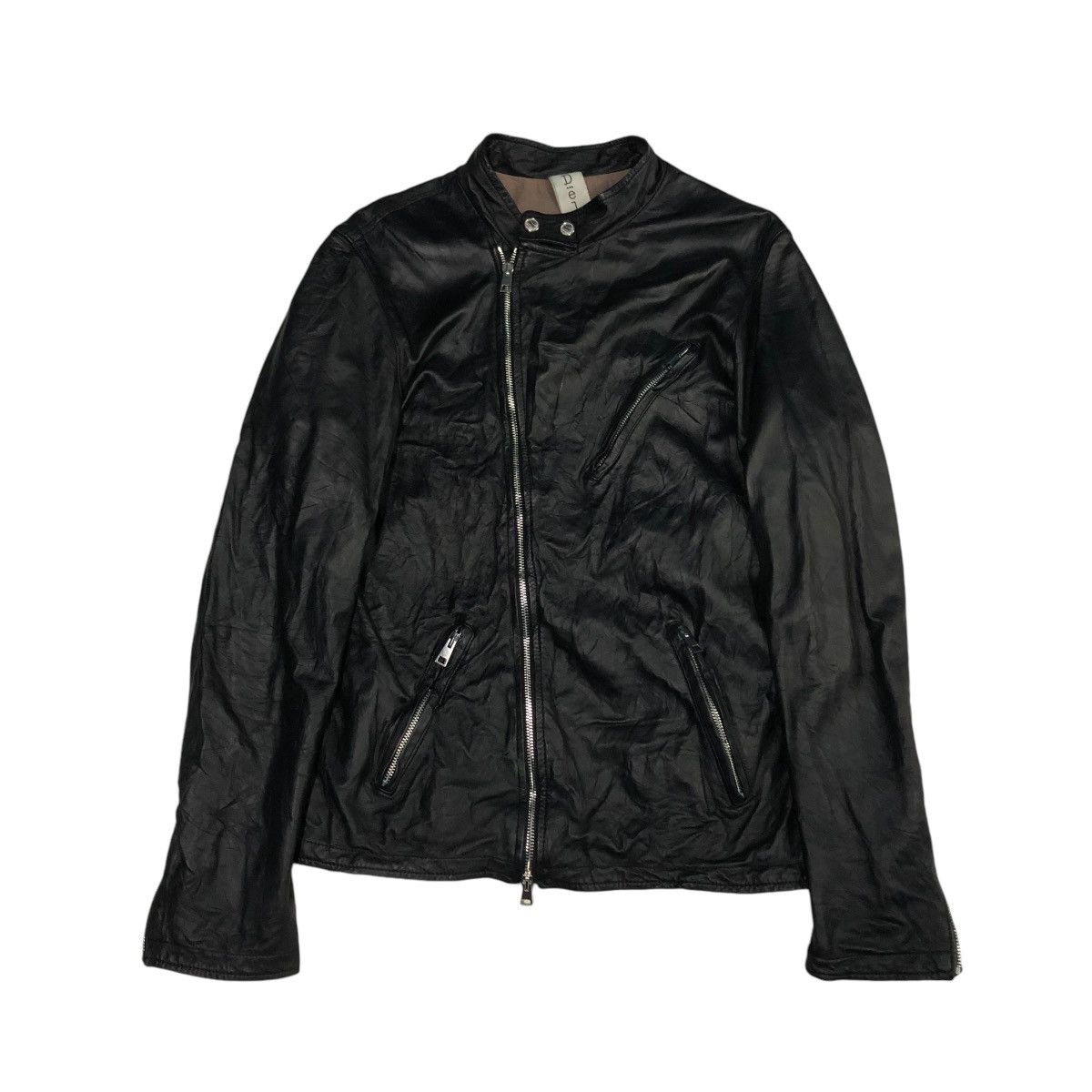 Vera Pelle 🔥CROPPED LEATHER JACKET BIKER ASYMMETRICAL DELAN ITALY Size US M / EU 48-50 / 2 - 1 Thumbnail