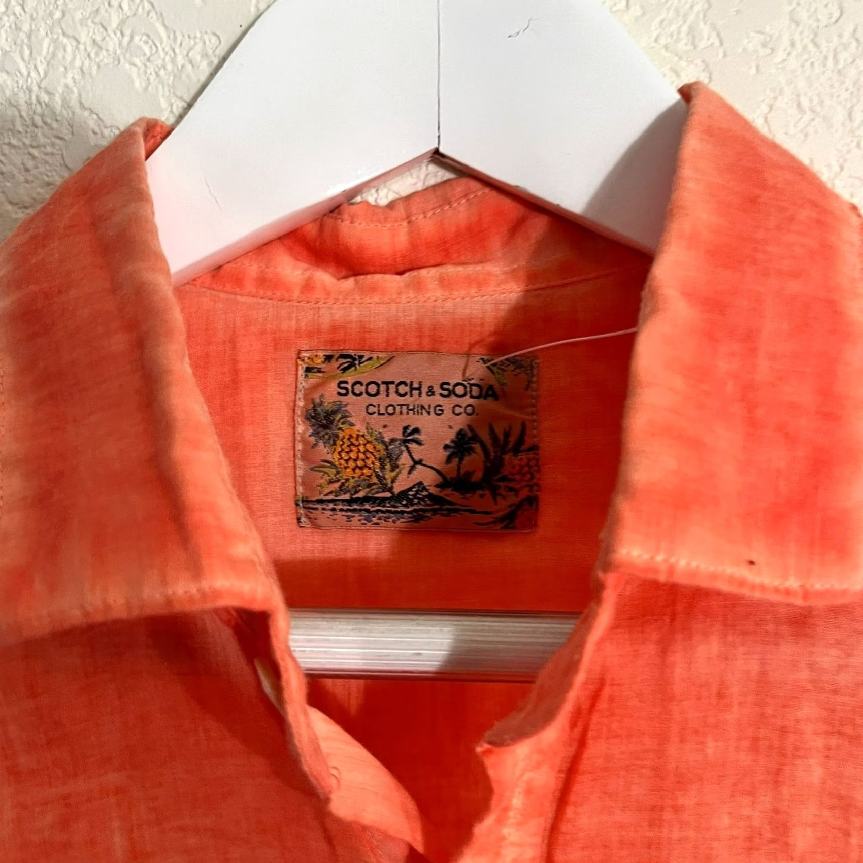 Scotch & Soda Scotch & Soda Men's Long Sleeve Collared Casual Button Up Shirt Orange M Size US M / EU 48-50 / 2 - 4 Thumbnail