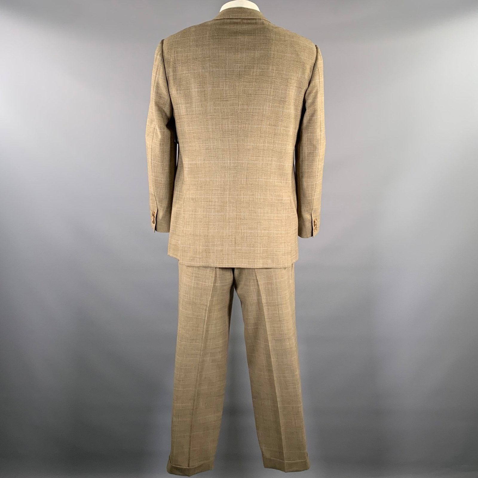Kiton KITON Size 420 Brown Blue Plaid Wool Notch Lapel Suit Size 42R - 3 Thumbnail