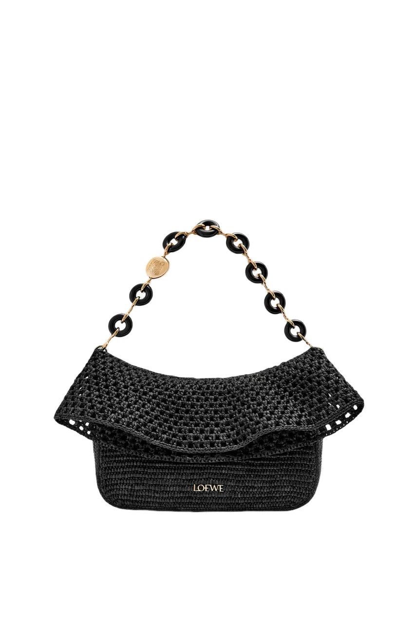 Loewe LOEWE Ola Medium Black Raffia Shoulder Bag New/Auth Size ONE SIZE - 1 Thumbnail
