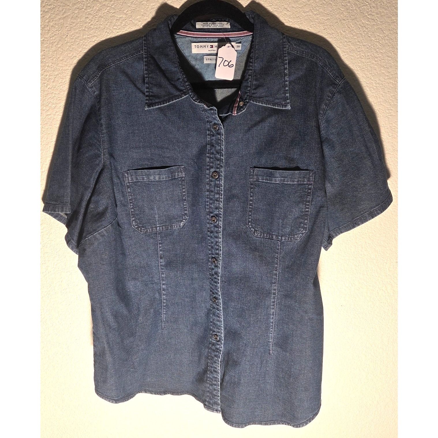 Tommy Hilfiger Tommy Hilfiger Blue Denim Stretch Blouse - Women's 20 Size 3XL / US 20-22 - 2 Thumbnail