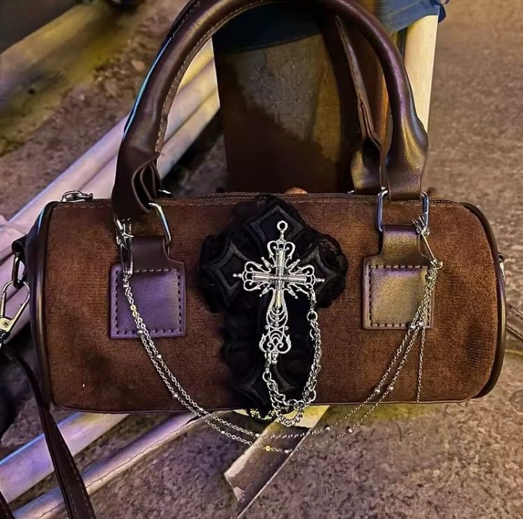 Other Hand-Made Gothic Punk Leather Cross Chain Crossbody Bag Size ONE SIZE - 2 Thumbnail