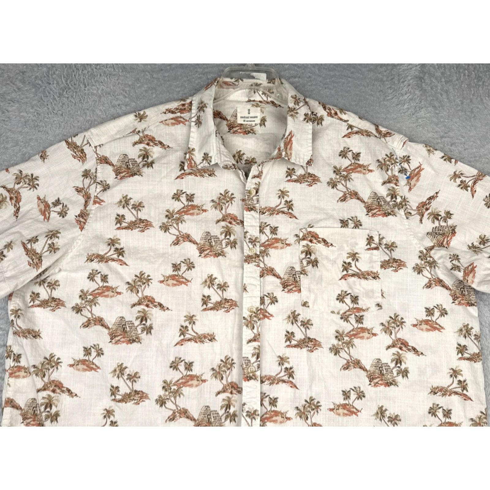 Vintage Mutual Weave Shirt Mens 4XL White Short Sleeve Hawaiian Button Up Palm Tree Size US XXL / EU 58 / 5 - 4 Thumbnail