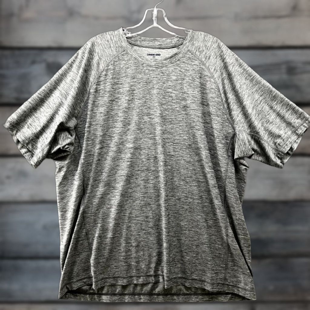 Lands' End Lands' End Active T Shirt Mens XXL Short Sleeve Heather Gray Crewneck Quick Dry Size US XXL / EU 58 / 5 - 1 Thumbnail
